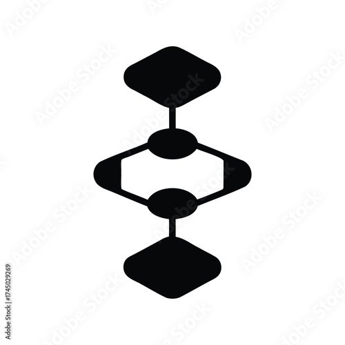 Abstract Symbol with Hexagonal and Diamond Shapes in a Simple Black Design