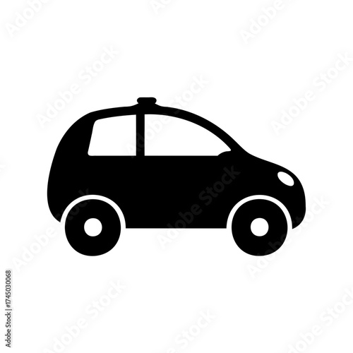 Black silhouette illustration of a compact car or taxi cab icon