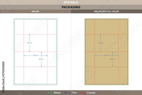 Square napkin tissue box dieline 14×10×9 cm, elegant packaging structure with printable vector layout, accurate printing folds, and clean die line setup