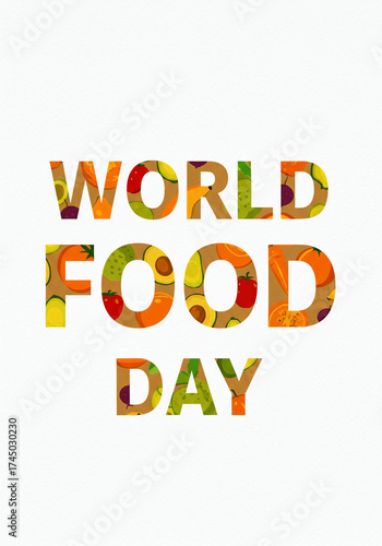 Vibrant World Food Day Typography Poster with Fresh Food Illustrations in Letterforms