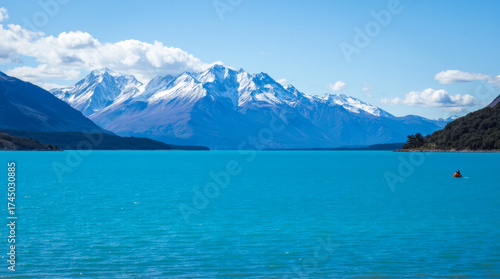 Lake Pukaki Canterbury Glacial Lake with Striking Blue Water and Mount Cook Views