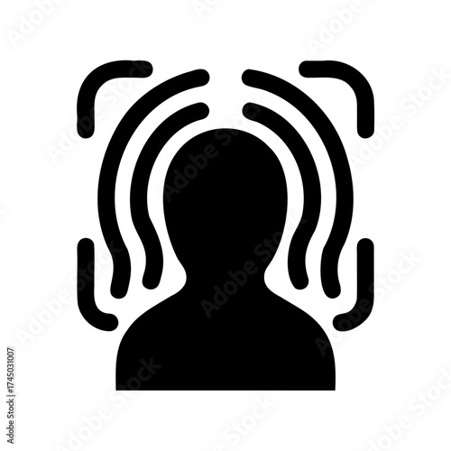 Human silhouette with radiating signals, wave pattern emanates from the head