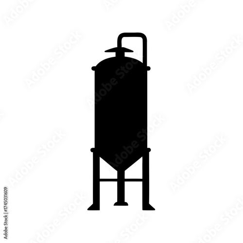 Silhouette of industrial fermentation vessel, used for brewing, food production, or chemistry