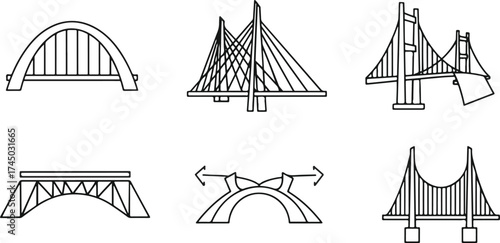 Minimal Bridge Icons – Connection and Transition Line Art Collection