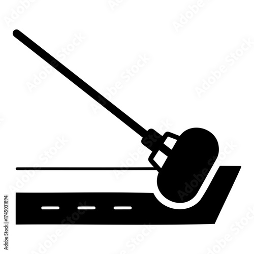 Driveway sealing icon depicting a roller tool for surface application in home maintenance