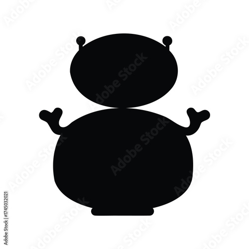 Silhouette of an alien character with antennas and curved arm like appendages