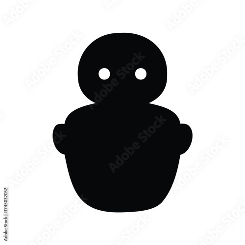 Black silhouette illustration of a matryoshka doll with minimal details on white