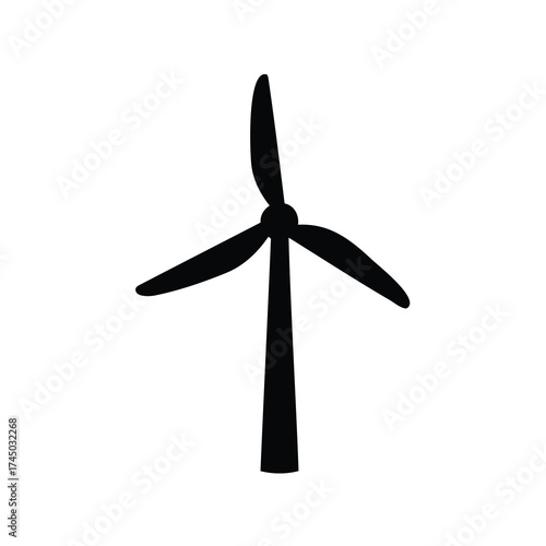 Silhouette of a minimalist wind turbine generating clean, renewable energy source