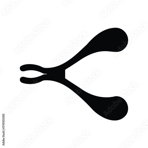 Stylized image depicting a pair of tongs or pliers in a black silhouette