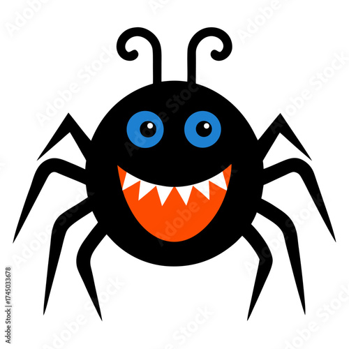Cartoon Spider with a Smiling Face and Eight Legs isolated on White Background Vector Illustration