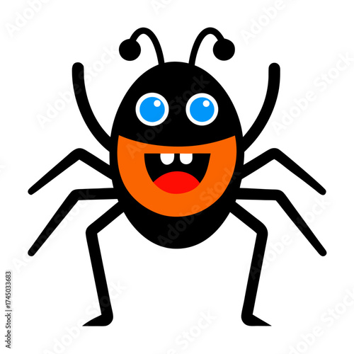 Cheerful Cartoon Spider with Bright Colors and Playful Smile on White Background Artwork