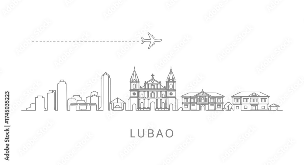 Fototapeta premium Lubao Philippines Skyline with Airplane