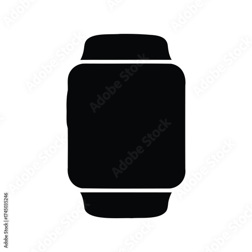 Black and white silhouette of a modern smartwatch technology device vector