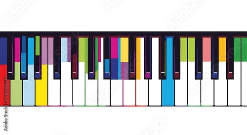 Vibrant and Colorful Abstract Piano Keyboard Design for Music, Creativity, and Modern Art Concepts
