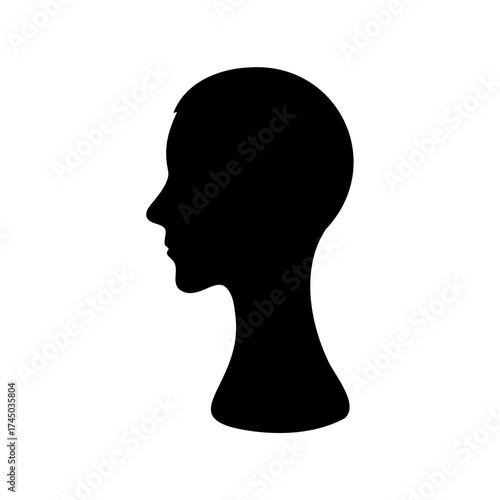 Monochrome Silhouette of a Human Head and Neck in Profile View