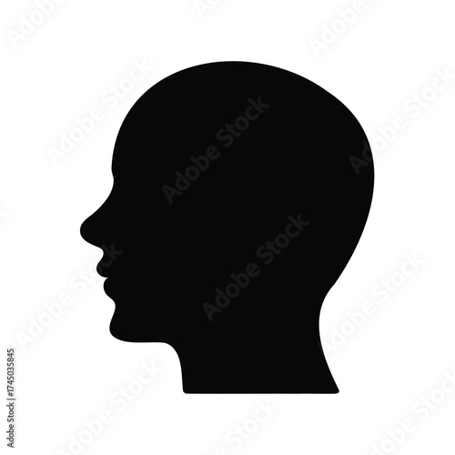 Minimalist black silhouette head profile illustration on a white background design
