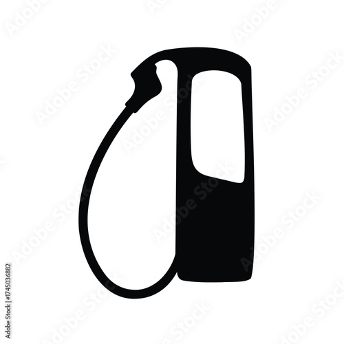 Black silhouette of a gas station pump or fuel dispenser on white