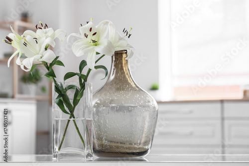 Vase with beautiful lily fl...