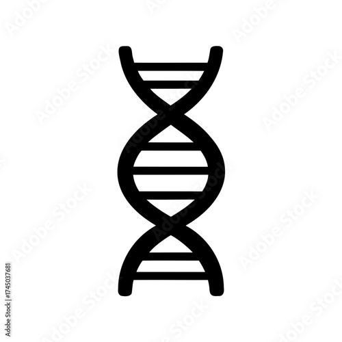 Stylized Black and White DNA Double Helix Icon Representing Genetic Code
