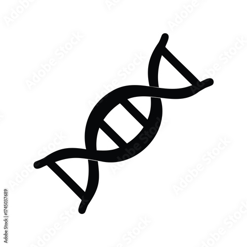 Stylized black vector illustration of a DNA double helix on white background