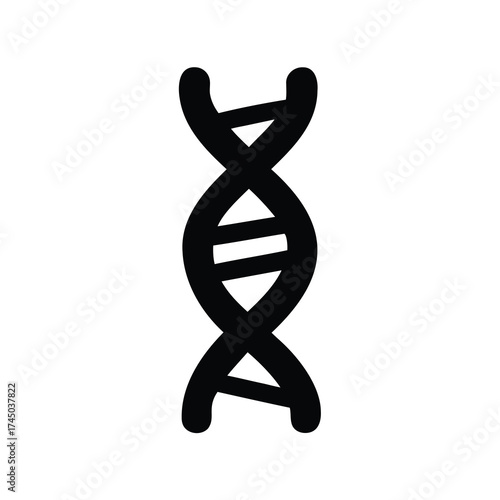 Stylized drawing of a DNA double helix in a black color, simplified