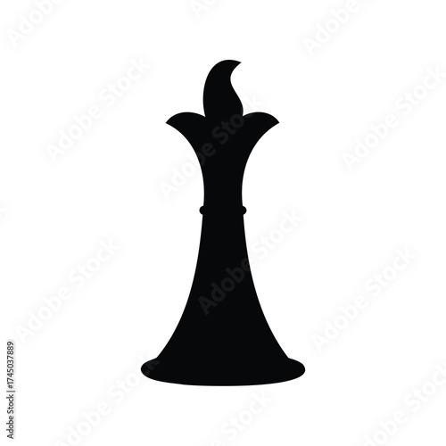 Stylized black chess piece queen silhouette against a plain white background