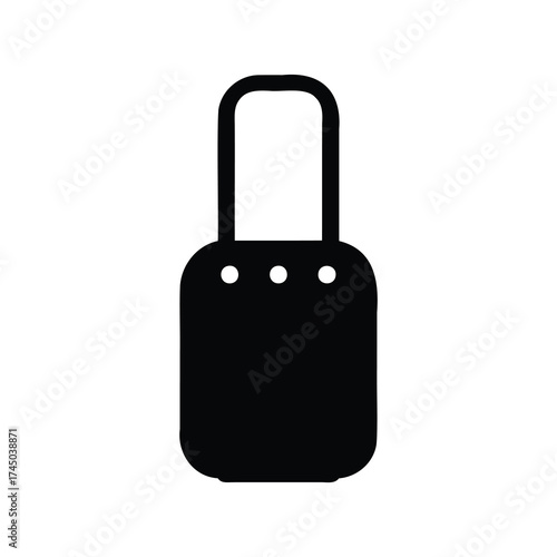 Black silhouette of a suitcase on wheels perfect for traveling the world