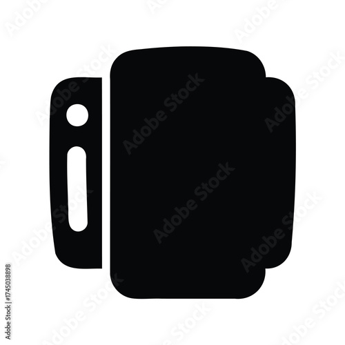 Black silhouette of two connected boxing gloves for sporting goods concept