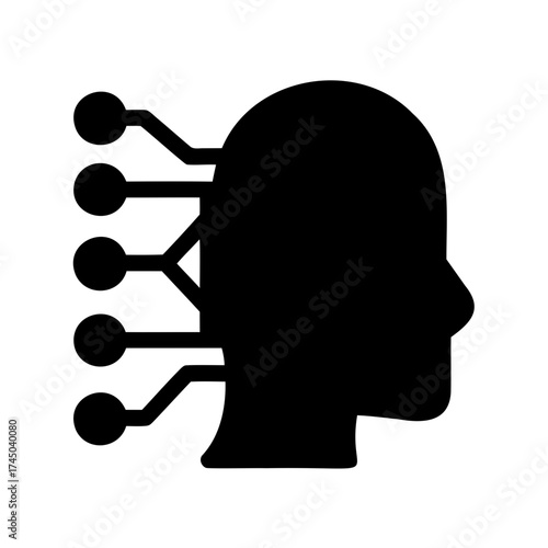 Human head with digital neural connections representing artificial intelligence and technology