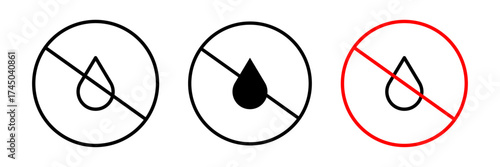 Oil free icon An icon of a no oil sign, representing oil-free cooking and dietary choices focused on heart health and clean eating. Vector icons illustrations for graphic design.