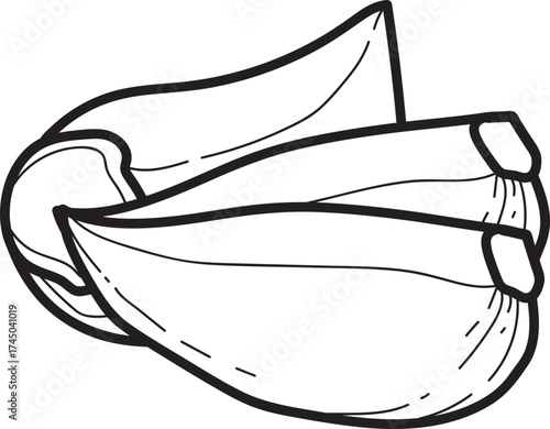 Garlic Cloves Line Art Illustration. Simple black and white hand-drawn outline of multiple garlic segments, ideal for culinary and food design conc...