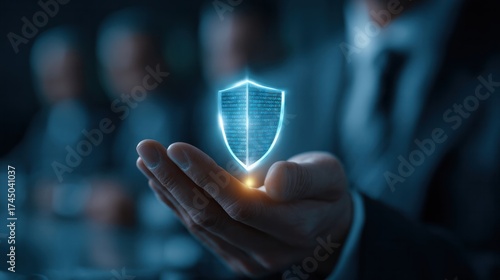 Digital security measures corporate office conceptual image professional environment close-up view cybersecurity awareness