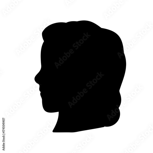 Elegant woman's silhouette with a classy updo hairstyle on white background