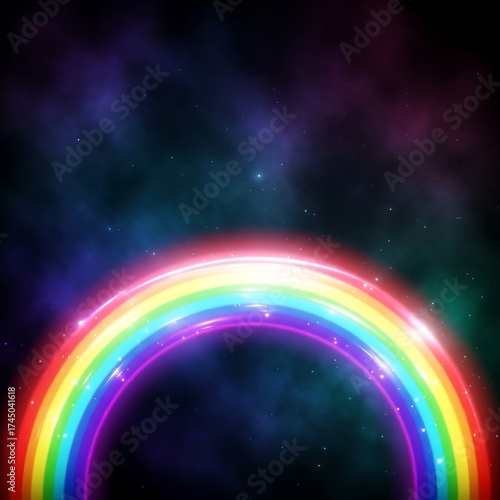 Rainbow Neon Space Background.