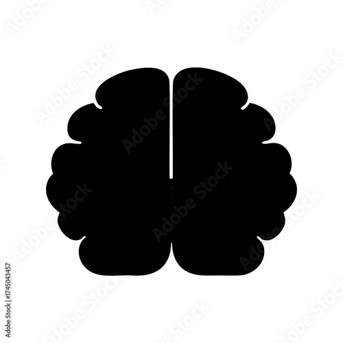 Black silhouette of the brain on a white background, symbolizing intelligence