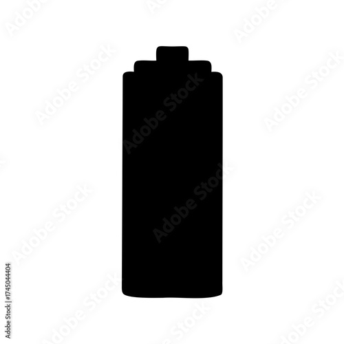 A silhouette of a battery with unique top shape, illustrating power source