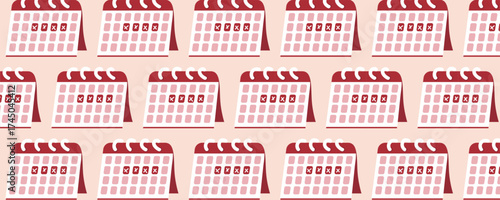 Women’s period seamless pattern with a menstrual calendar illustration in a pink palette. Gynecology and women’s health concept for posters, banners, and marketing materials