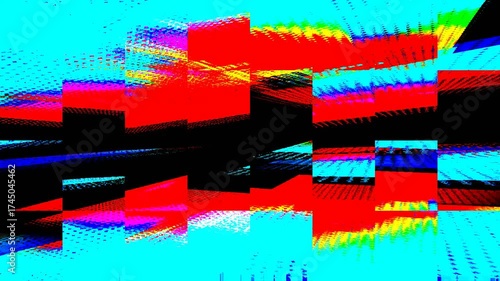 Colorful Dynamic VJ Loop for Live Music Performances - Pixel Abstract Art with Glitch and Noise