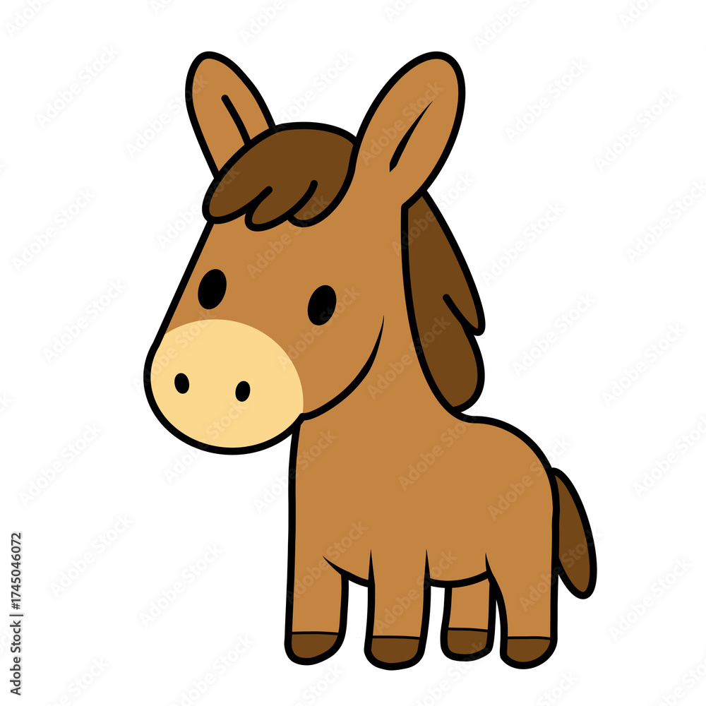Fototapeta premium Cute donkey – Cartoon Farm Animal Illustration