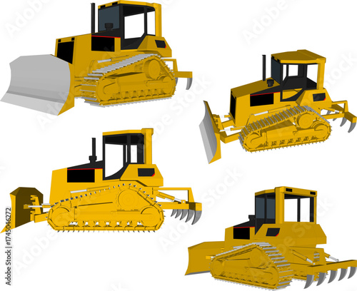 Heavy Duty Yellow Crawler Bulldozer with Steel Tracks, Large Front Dozer Blade and Rear Multi Shank Ripper for Mining, Road Construction, Land Clearing and Industrial Earthmoving Projects
