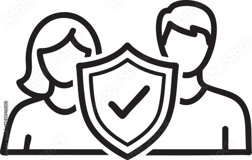 Vector art of family insurance icon, a symbol of protection and security