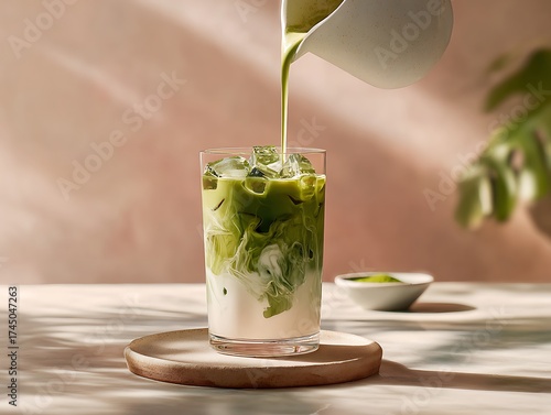 iced matcha latte green tea	
