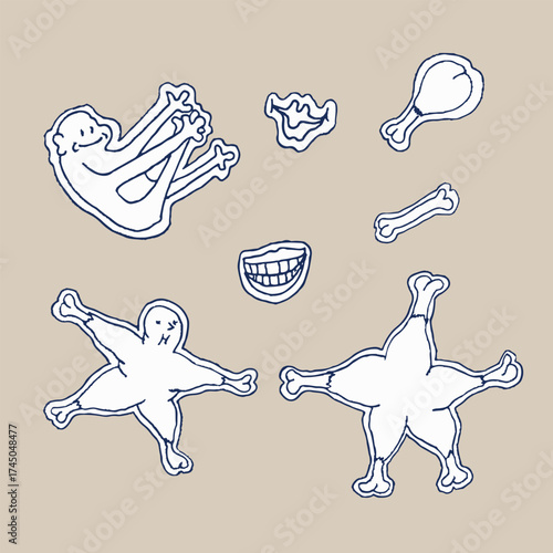Grotesque funny anatomy illustration