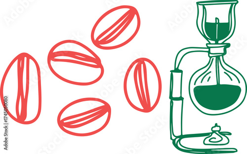 Wine. Winemaking Serving A glass and wine. People drink wine. Pleasure from life. Line art	