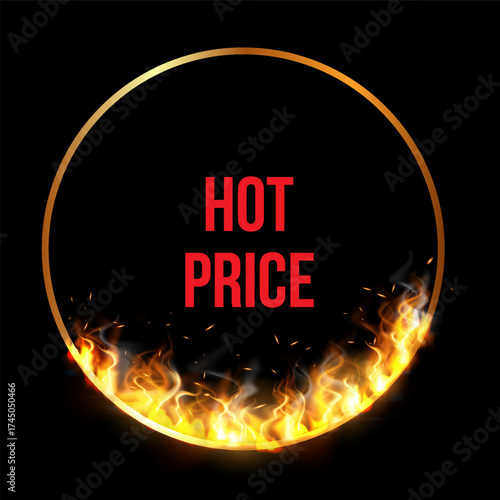 A round, fiery frame with a glowing effect and the words "Hot Price."
