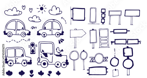 Traffic and transportation vector set