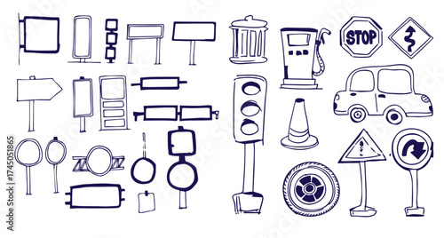 Traffic and transportation vector set
