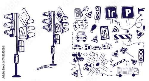 Traffic and transportation vector set