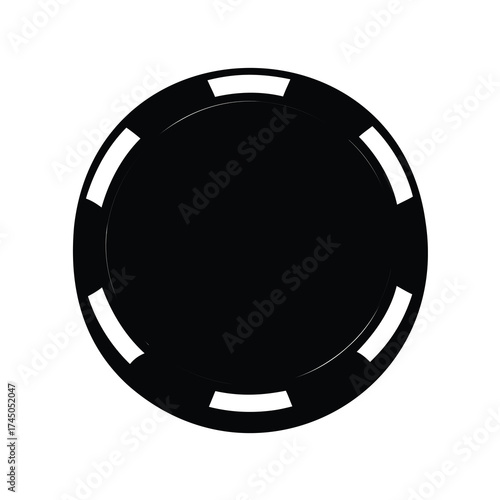 A minimalistic vector of a black poker chip on white background