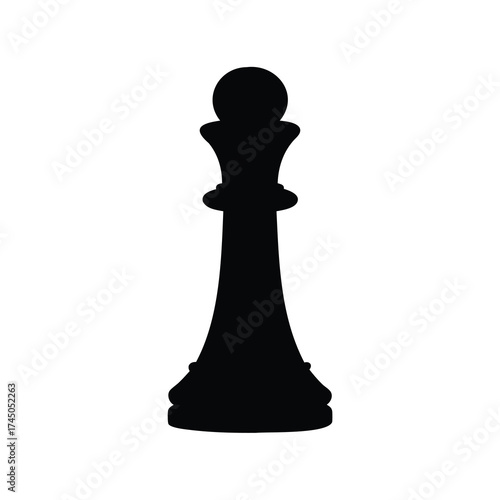 Silhouette of a chess queen piece on a white isolated background
